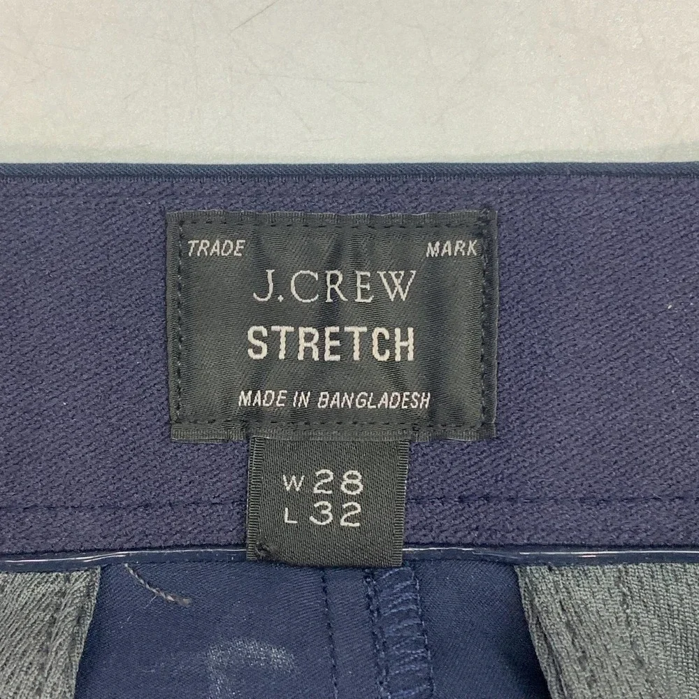 J. Crew Mens Navy Blue Flat Front Chinos Pants Straight Leg Casual Pants Size 28